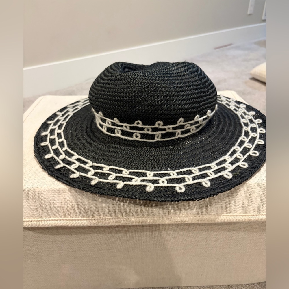 Brixton Black and White Woven Hat